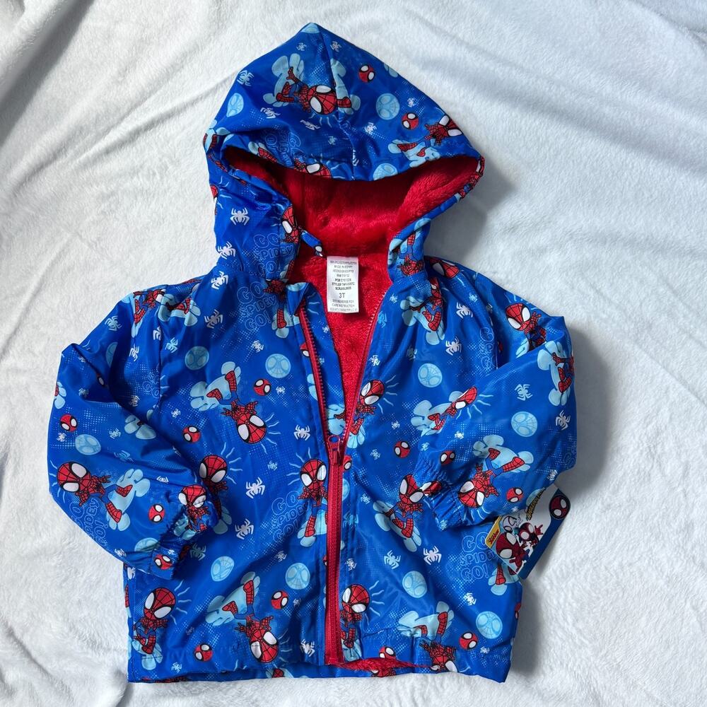 Marvel Spiderman Licensed Character Toddler Boys 3T Cozy Sherpa Lined Jacket